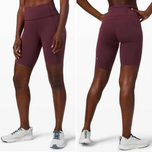 Lululemon Fast And Free Shorts 10" Cassis Non-Reflective Biker Athletic Size 2